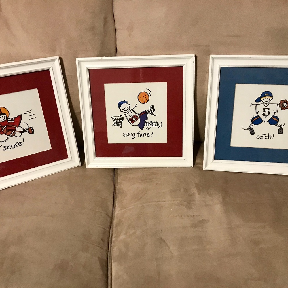 Adorable White Frames Sports Cartoon Art